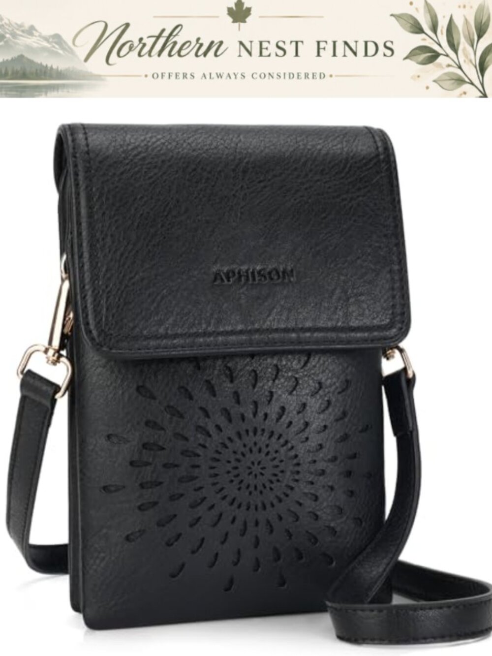 Small Crossbody Phone Purse Vegan Leather Adjustable Strap